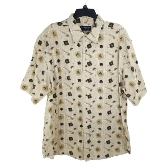 {Roundtree & Yorke} Mens Fishing Novelty Print Button-Down Casual Shir - Picture 4 of 13